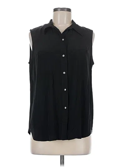 Pre-owned Assorted Brands Sleeveless Button Down Shirt In Black