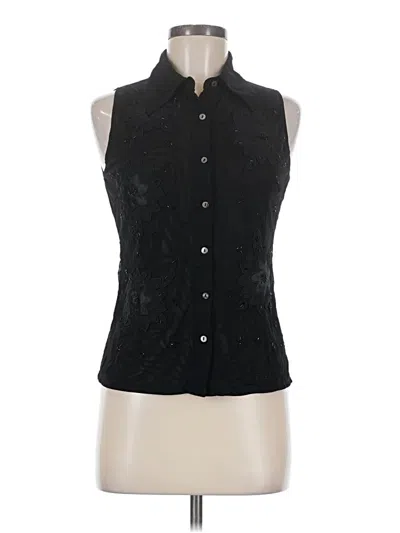 Pre-owned Assorted Brands Sleeveless Button Down Shirt In Black