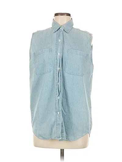 Pre-owned Assorted Brands Sleeveless Button Down Shirt In Blue