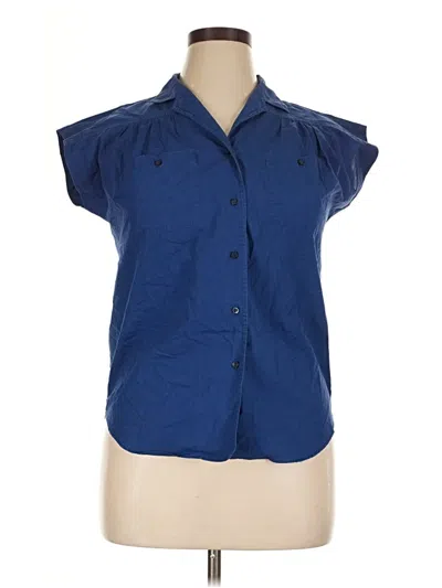 Pre-owned Assorted Brands Sleeveless Button Down Shirt In Blue