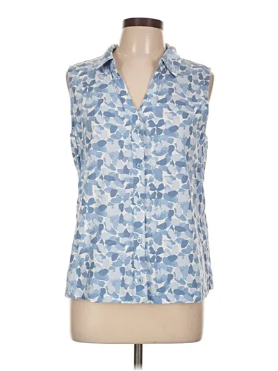 Pre-owned Assorted Brands Sleeveless Button Down Shirt In Blue
