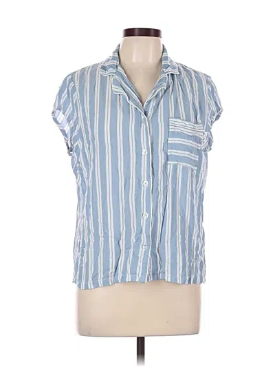 Pre-owned Assorted Brands Sleeveless Button Down Shirt In Blue