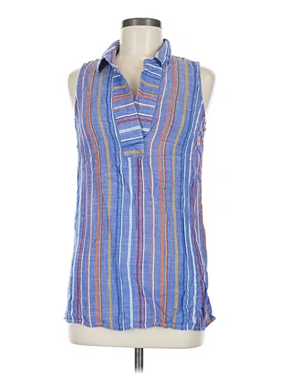 Pre-owned Assorted Brands Sleeveless Button Down Shirt In Blue
