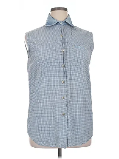 Pre-owned Assorted Brands Sleeveless Button Down Shirt In Blue