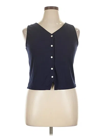 Pre-owned Assorted Brands Sleeveless Button Down Shirt In Blue