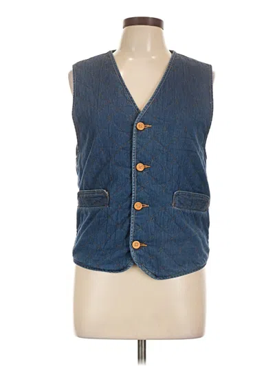 Pre-owned Assorted Brands Sleeveless Button Down Shirt In Blue