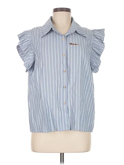 Pre-owned Assorted Brands Sleeveless Button Down Shirt In Blue