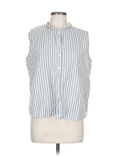 Pre-owned Assorted Brands Sleeveless Button Down Shirt In Blue