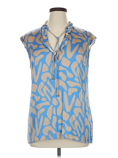 Pre-owned Assorted Brands Sleeveless Button Down Shirt In Blue