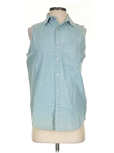 Pre-owned Assorted Brands Sleeveless Button Down Shirt In Blue