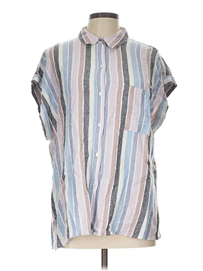 Pre-owned Assorted Brands Sleeveless Button Down Shirt In Blue