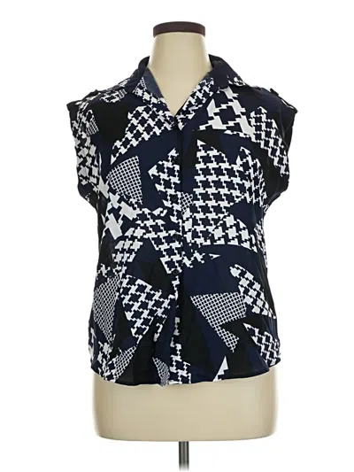 Pre-owned Assorted Brands Sleeveless Button Down Shirt In Blue