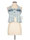 Assorted Brands Sleeveless Button Down Shirt In Blue