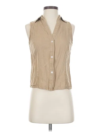 Pre-owned Assorted Brands Sleeveless Button Down Shirt In Brown