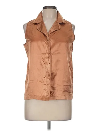 Pre-owned Assorted Brands Sleeveless Button Down Shirt In Brown