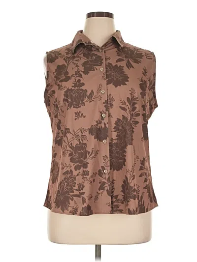 Pre-owned Assorted Brands Sleeveless Button Down Shirt In Brown