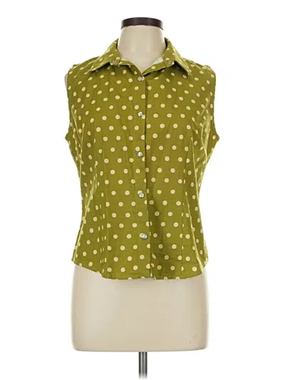 Pre-owned Assorted Brands Sleeveless Button Down Shirt In Green