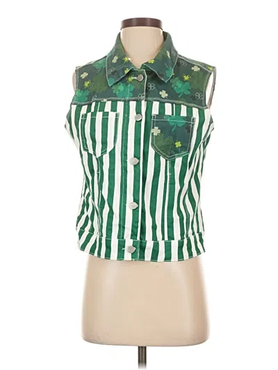 Assorted Brands Sleeveless Button Down Shirt In Green