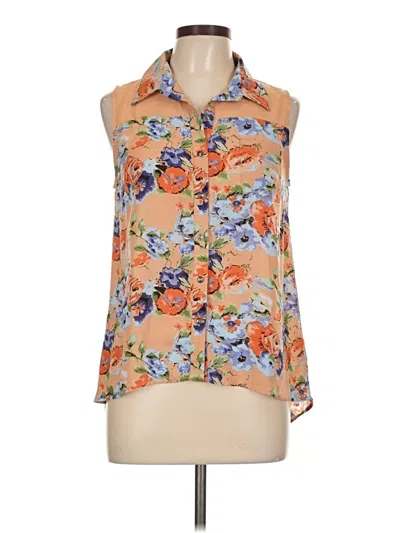 Pre-owned Assorted Brands Sleeveless Button Down Shirt In Orange