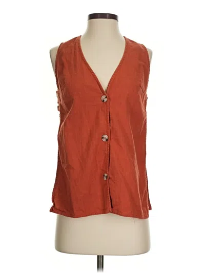 Pre-owned Assorted Brands Sleeveless Button Down Shirt In Orange