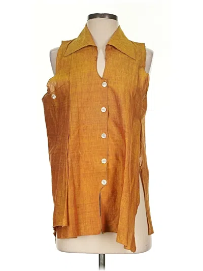Pre-owned Assorted Brands Sleeveless Button Down Shirt In Orange