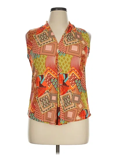 Pre-owned Assorted Brands Sleeveless Button Down Shirt In Orange
