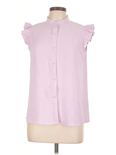 Pre-owned Assorted Brands Sleeveless Button Down Shirt In Pink