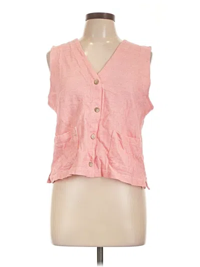 Pre-owned Assorted Brands Sleeveless Button Down Shirt In Pink