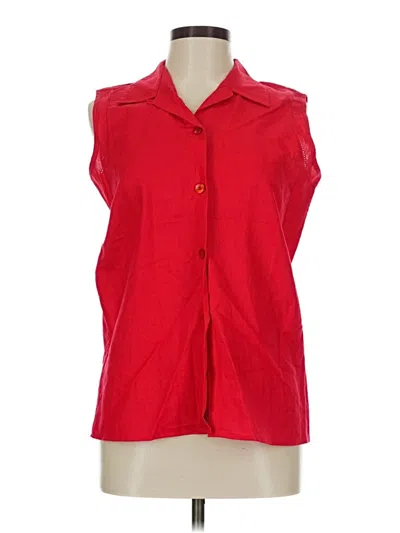 Pre-owned Assorted Brands Sleeveless Button Down Shirt In Red