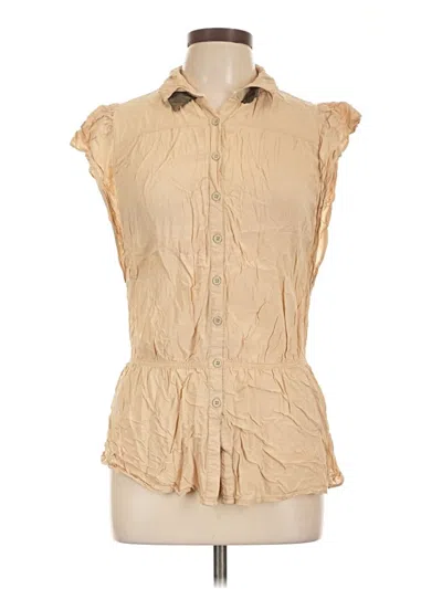 Pre-owned Assorted Brands Sleeveless Button Down Shirt In Tan