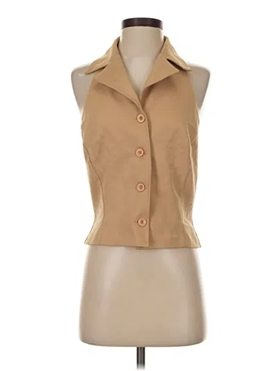 Pre-owned Assorted Brands Sleeveless Button Down Shirt In Tan