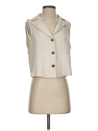 Pre-owned Assorted Brands Sleeveless Button Down Shirt In Tan