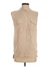 Assorted Brands Sleeveless Button Down Shirt In Tan