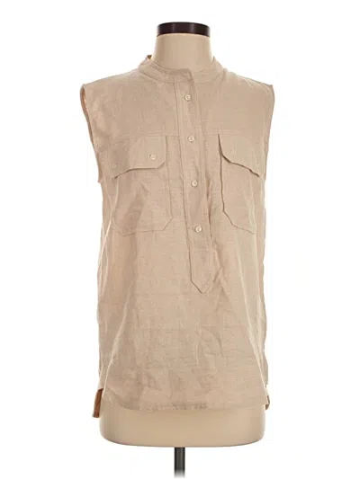 Assorted Brands Sleeveless Button Down Shirt In Tan