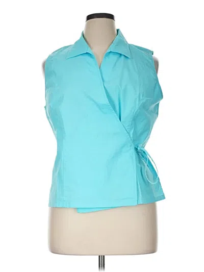 Pre-owned Assorted Brands Sleeveless Button Down Shirt In Teal