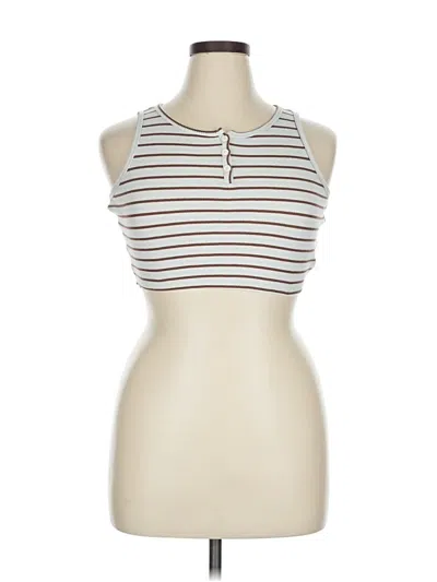 Pre-owned Assorted Brands Sleeveless Henley Shirt In Ivory