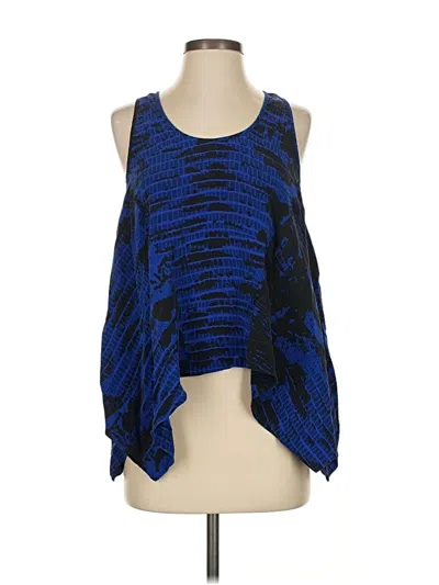 Pre-owned Assorted Brands Sleeveless Silk Top Blue Scoop Neck Tops