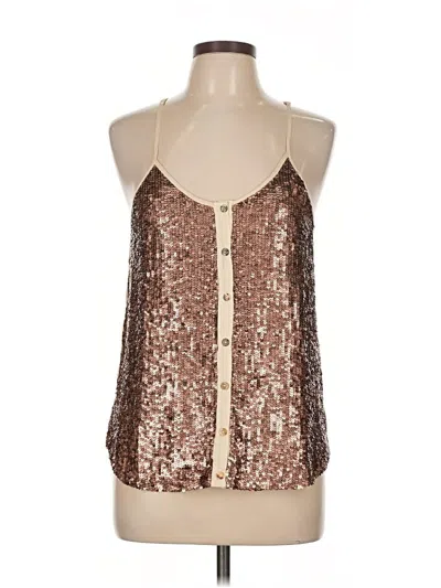 Pre-owned Assorted Brands Sleeveless Silk Top Brown Halter Neckline Tops