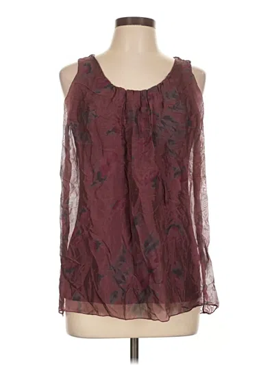 Pre-owned Assorted Brands Sleeveless Silk Top Burgundy Halter Neckline Tops