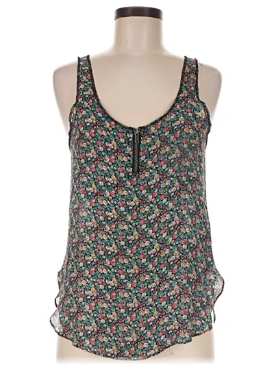 Pre-owned Assorted Brands Sleeveless Silk Top Green Plunge Neckline Tops