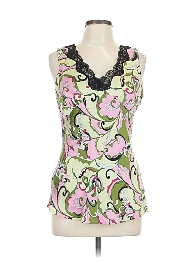 Pre-owned Assorted Brands Sleeveless Silk Top Green Sweetheart Neckline Tops