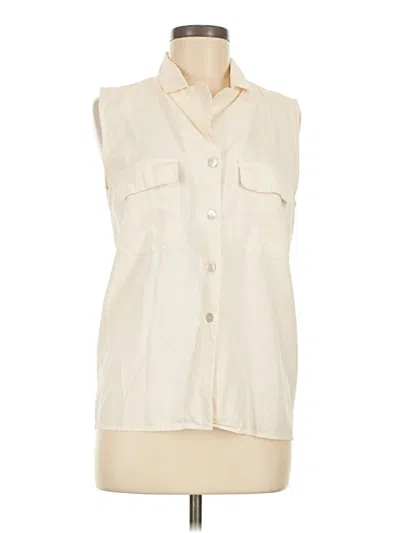 Pre-owned Assorted Brands Sleeveless Silk Top Ivory High Neck Tops