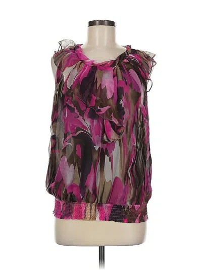 Pre-owned Assorted Brands Sleeveless Silk Top Purple Halter Neckline Tops
