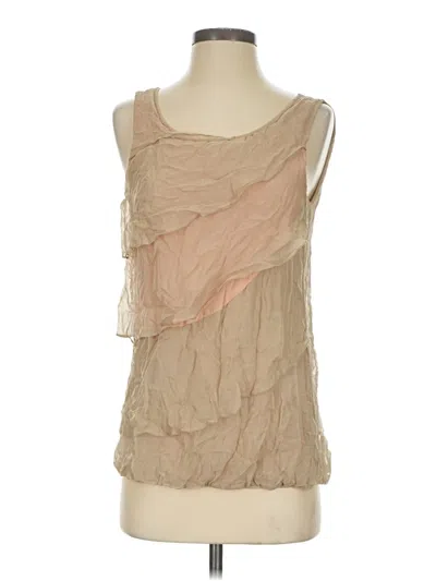 Pre-owned Assorted Brands Sleeveless Silk Top Tan One Shoulder Neckline Tops