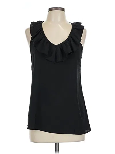 Pre-owned Assorted Brands Sleeveless Top Black Ruffles Neckline Tops