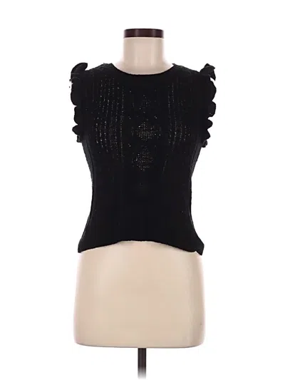 Pre-owned Assorted Brands Sleeveless Top Black Ruffles Neckline Tops