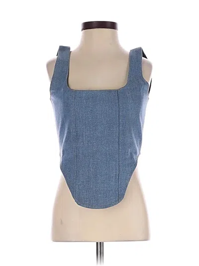 Pre-owned Assorted Brands Sleeveless Top Blue Square Neckline Tops