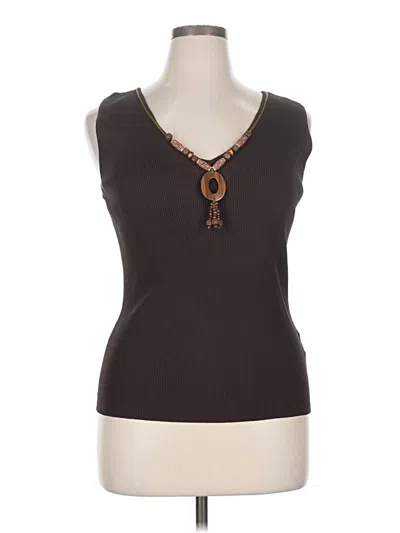 Pre-owned Assorted Brands Sleeveless Top Brown Scoop Neck Tops