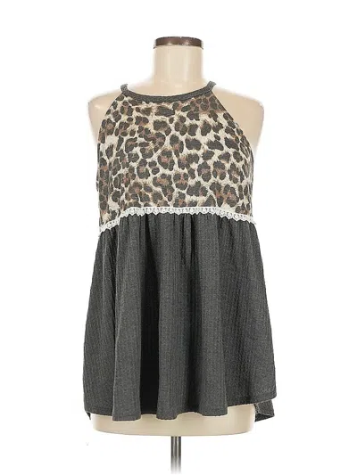 Pre-owned Assorted Brands Sleeveless Top Gray Halter Neckline Tops