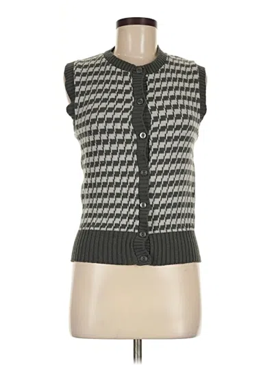 Pre-owned Assorted Brands Sleeveless Top Gray Houndstooth Pattern Crew Neck Tops